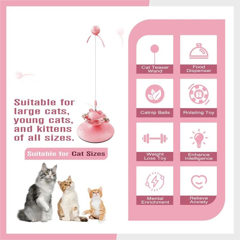 Cute Cat Fur Ball Cute Cat Teaser Wand Pet Products Spring Toy Cat Interactive Toys With Suction Cup Scratcher Toy Cat Supplies