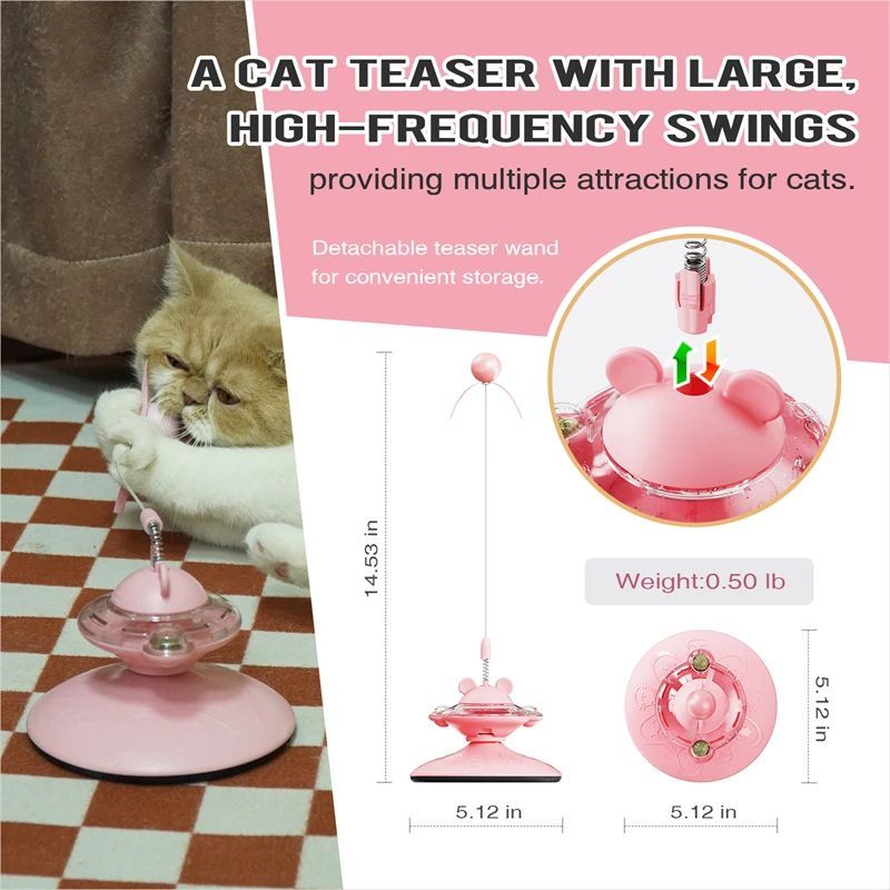 Cute Cat Fur Ball Cute Cat Teaser Wand Pet Products Spring Toy Cat Interactive Toys With Suction Cup Scratcher Toy Cat Supplies